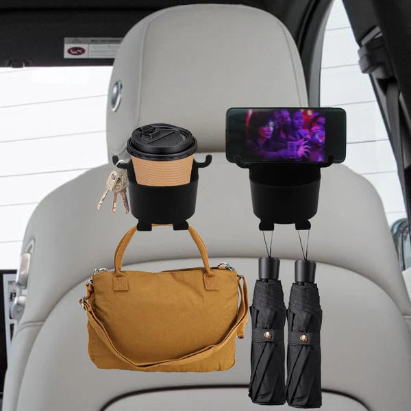3-in-1 Car Headrest Backseat Organizer with Phone Holder & Hooks for Travel