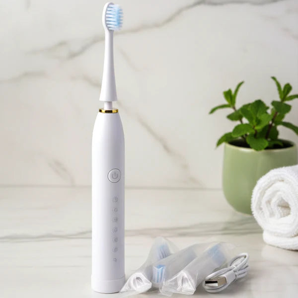 Rechargeable Electric Toothbrush White Color With 3 Extra head (1 Pc/ mix Color)