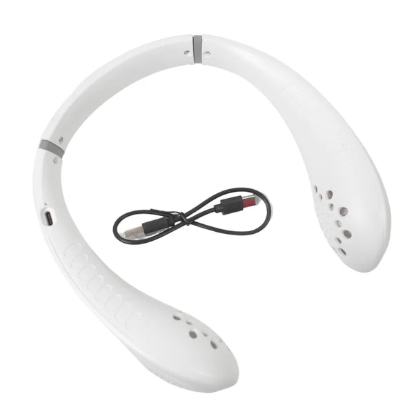 Portable USB Rechargeable Neck Fan – Wearable, 3 Speeds, Headphone Design