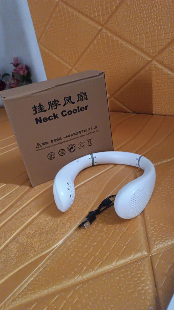 Portable USB Rechargeable Neck Fan – Wearable, 3 Speeds, Headphone Design