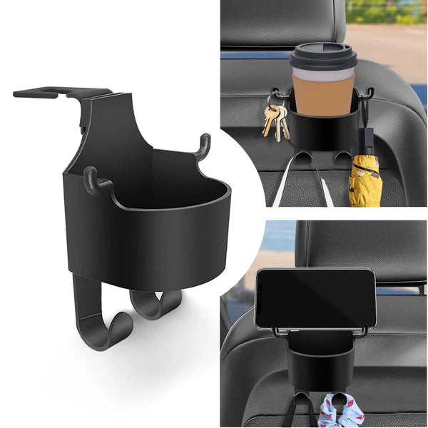3-in-1 Car Headrest Backseat Organizer with Phone Holder & Hooks for Travel