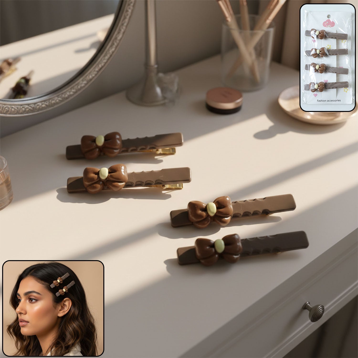 Elegant bow design decorative hair clips