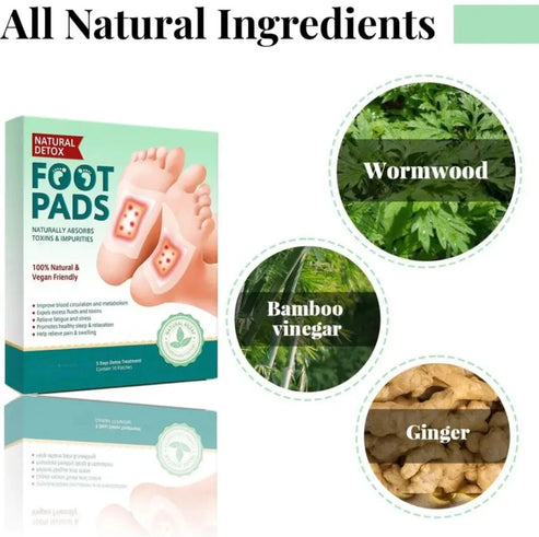 Kinoki cleansing detox foot pads, ginger & salt foot patch -10pcs (free size, white)