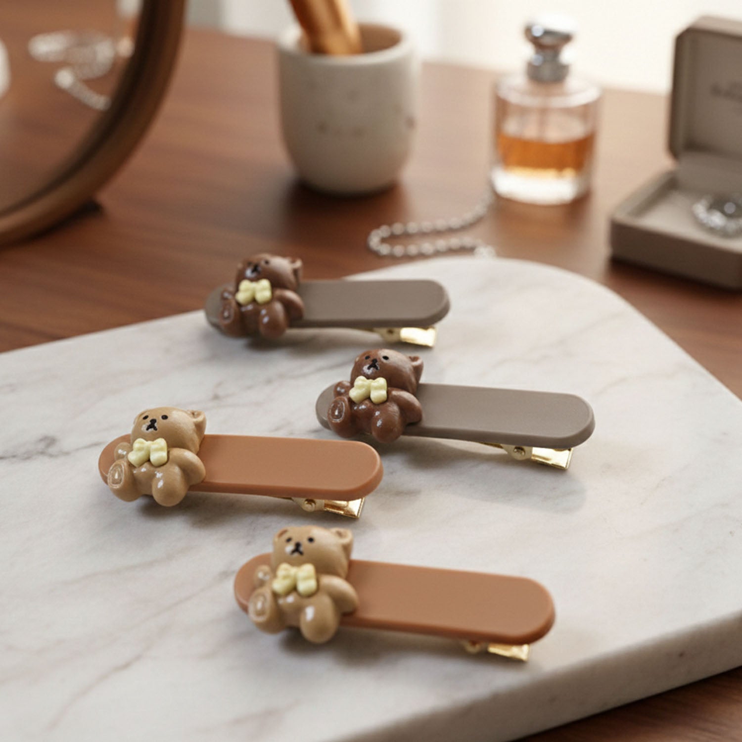 Cute Teddy Bear Decorative Hair Clips (4 Pc)