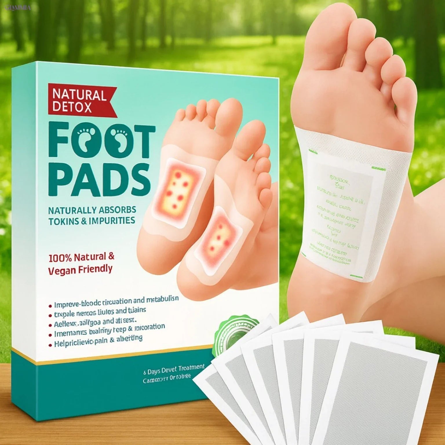 Kinoki cleansing detox foot pads, ginger & salt foot patch -10pcs (free size, white)